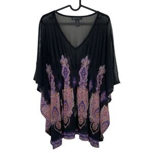 Y2K INC Sheer Mesh Babydoll Kimono Top Size Medium Whimsigoth Fairy Vamp Grunge